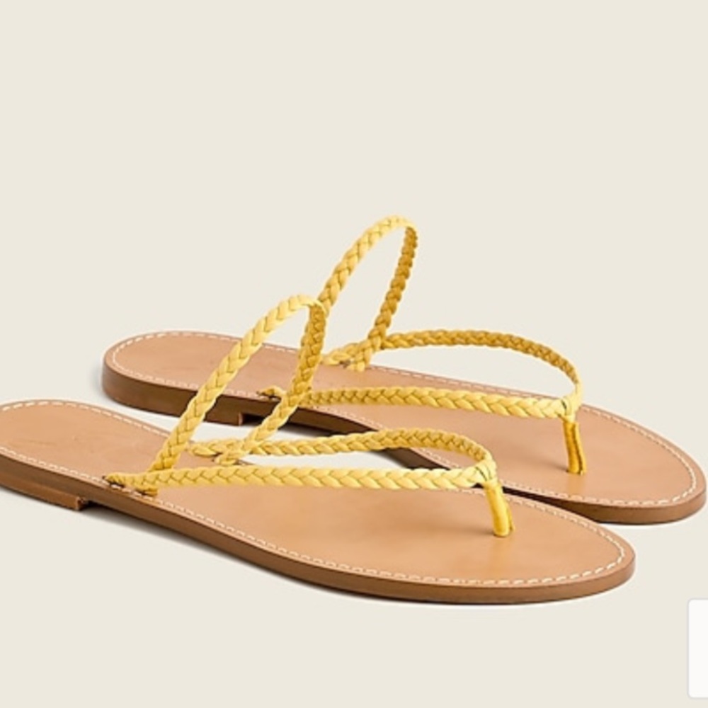 J. Crew Capri Braided Strap Flip Flops In Leather